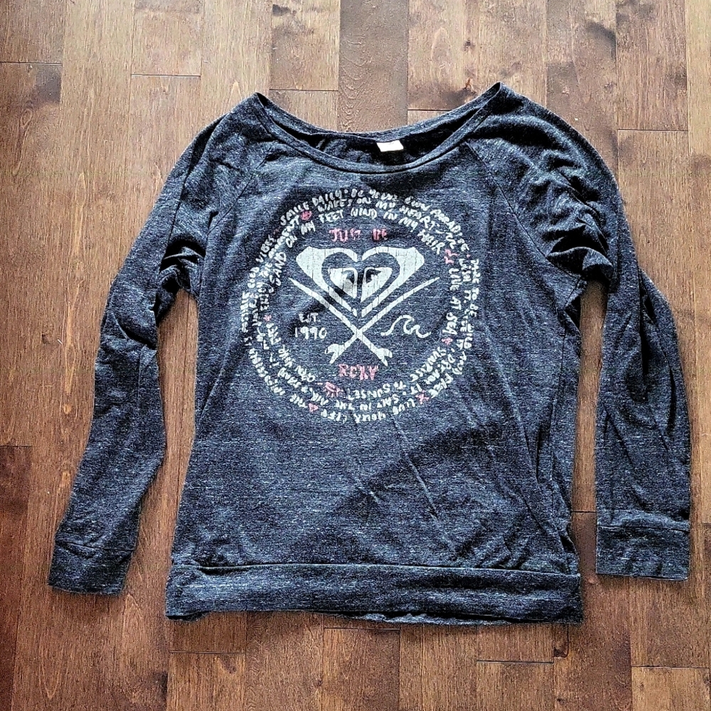 Roxy large gray tee long sleeve